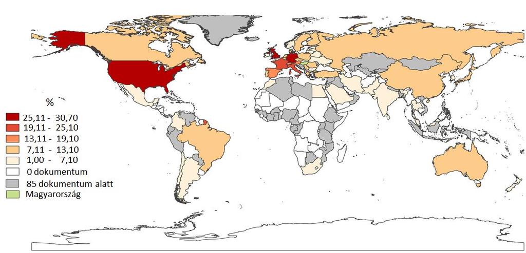 világviszonylatban a Web of Science adatai (szakfolyóiratcikkek) alapján.