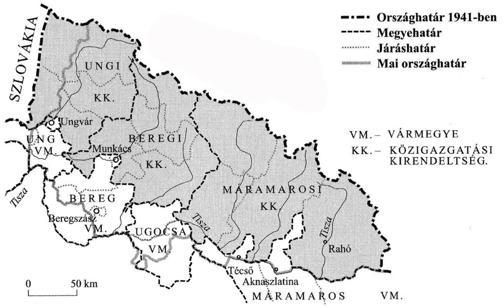Közigazgatási Kirendeltség Huszti, Nagyszőlősi, Ökörmezői, Rahói és Técsői járás. 3. Ungi Közigazgatási Kirendeltség Nagybereznai, Perecsenyi, Szobránci és Ung-vidéki járás.