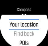 Ön az iránytűhöz az indítóképernyőn férhet hozzá a Navigation (Navigálás)» Compass (Iránytű) lehetőség alatt.