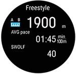 Összegzés úszásnem szerint, amely a következőket tartalmazza: Úszástáv Átlagos és maximum tempó (tempó/100 méter vagy tempó/100 yard) SWOLF (uszodai úszás) A részletesebb vizuális megjelenítéshez,