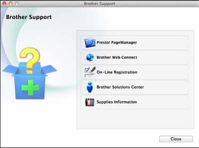 Általános tudnivalók A Brother támogatás igénybevétele (Macintosh) 1 1 A CD-lemezen megtalálja az összes szükséges elérhetőséget, így például a webes támogatással (Brother Solutions Center)