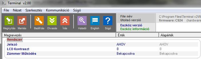 5. A Terminal szoftverfelületen végezze el a használni kívánt beállításokat. Megj.: A szoftverfelületen használható beállítások leírását a Terminal súgó tartalmazza. 6.