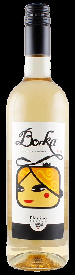 PLANINA BORHÁZ Borka Királyleányka 2017 (Pécsi Borvidék/Wineregion Pécs/Weingebiet Pécs) Vidám, parfümös, virágos illata nagyon behízelgő, szépen hozza a fajta jellemzőit.