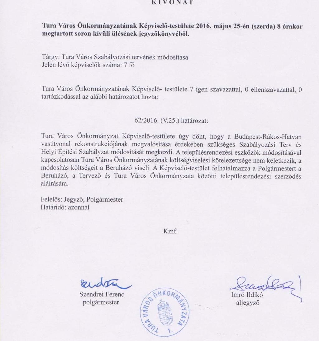 A város területén a vasúttal kapcsolatban a 151/2014.(IX.24.) határozattal jóváhagyott és a 16/2014.(IX.25.) sz.