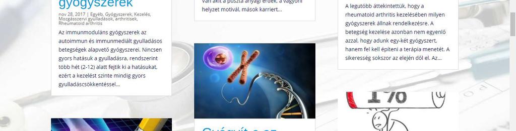 Webkommunikáció Az immunologus.hu weboldalon az egyes tartalmak rövid, közérthető blogok formájában, heti 1-2 alkalommal jelennek meg a főoldalon.