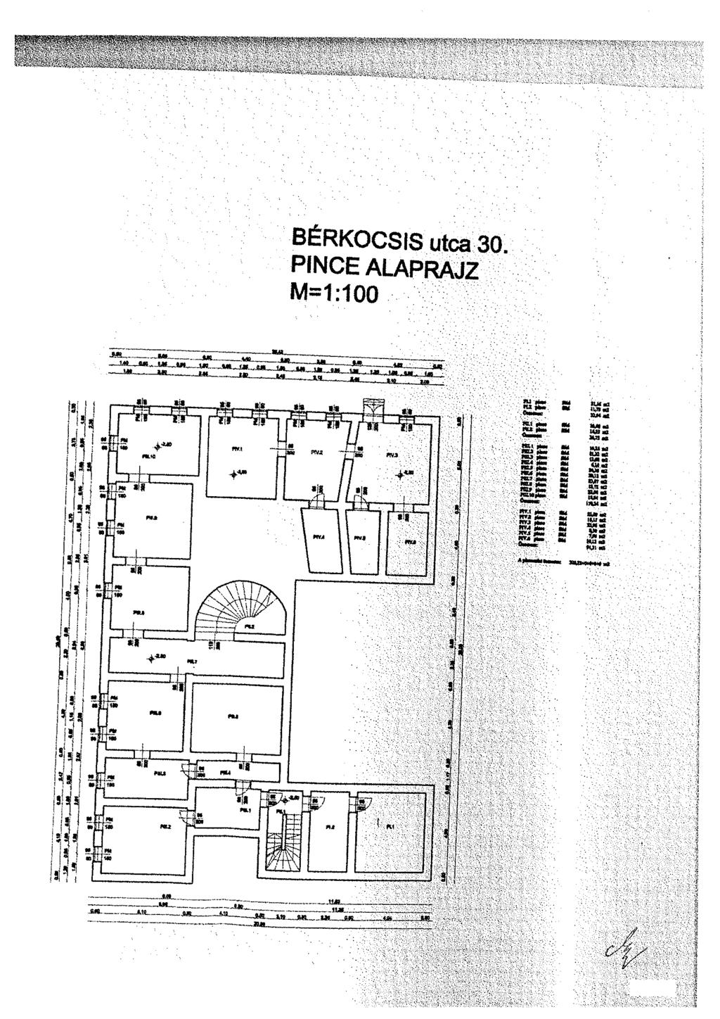 BÉRKOCSIS utca 30 PINCE ALAPRAJZ M=1:100 'HU fca iu S mi tu «S ri.c. skístb»ma» tbmfs. :m.