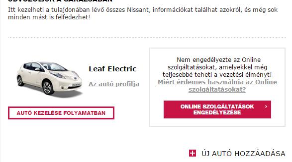 html), majd lépjen a SAJÁT NISSAN, SAJÁT GARÁZS pontra. 2.