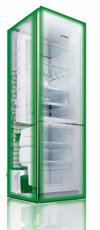 Hűtő-fagyasztó kombináció 7 takarékosság megkapó formába öntve Takarékossággal a környezetért A Bosch prémium kategóriás hűtője modern belső technológiájának köszönhetően jelentős energia