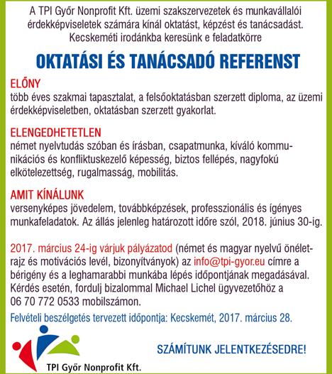 KISKUNFÉLEGYHÁ- ZI kőfaragó cég sírköves munkálatok végzésében jártas munkatársat keres.