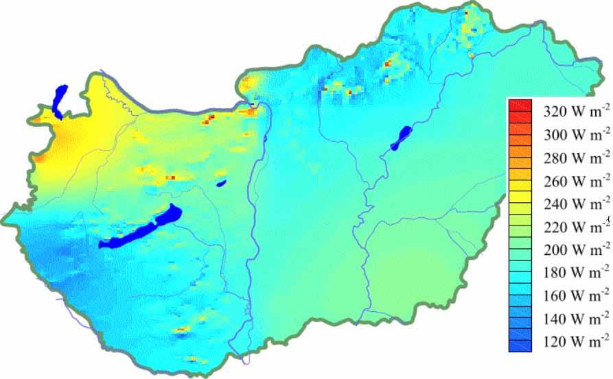 148. ábra: Magyarország széltérképe (Forrás: ELTE TTK Meteorológiai Tanszék) 4.