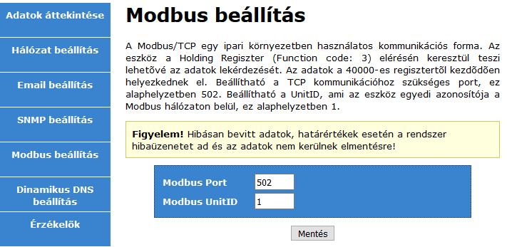 MODBUS/TCP kommunikáció A Thermo1 hő és páramérő rendszer a kliens/szerver modell szerint támogatja a MODBUS/TCP kommunikációt. A lekérdező rendszer (PL. SCADA) a kliens, míg a Thermo1 a szerver.