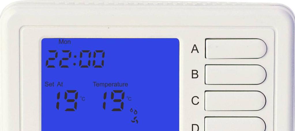 A készülék burkolatában elhelyezett, FÉG-725 programozható szoba-termosztát használta 1. : A készülék a szoba-termosztát hő-érzékelő vezetékének végpontjában érzékelt hőmérsékletet jelzi ki.