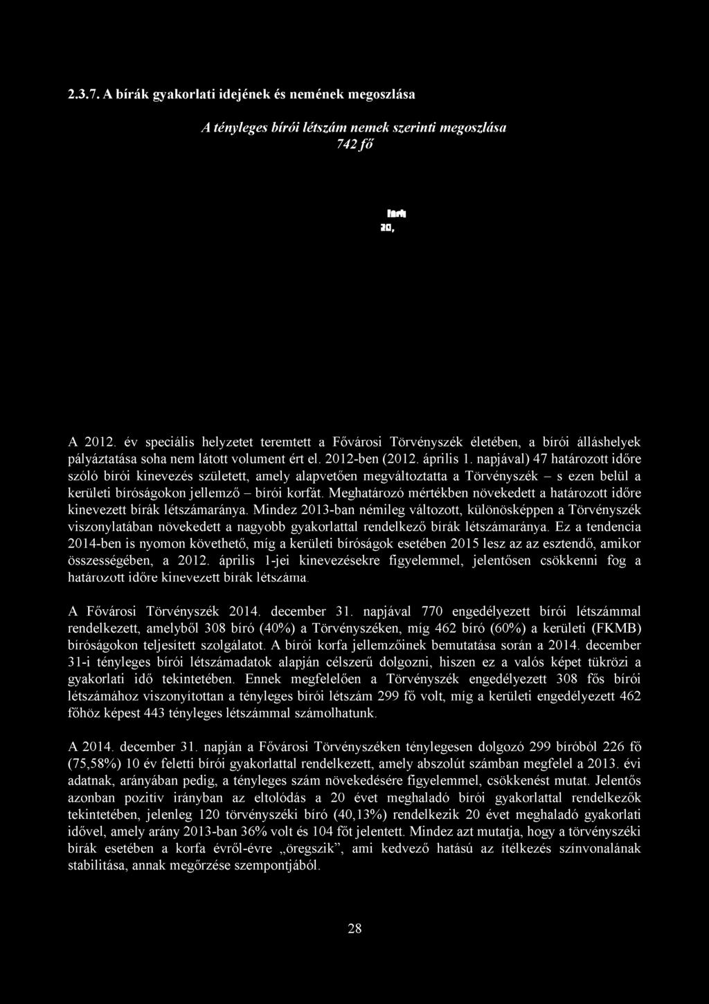 napjával) 47 határozott időre szóló bírói kinevezés született, amely alapvetően megváltoztatta a Törvényszék - s ezen belül a kerületi bíróságokon jellemző - bírói korfát.