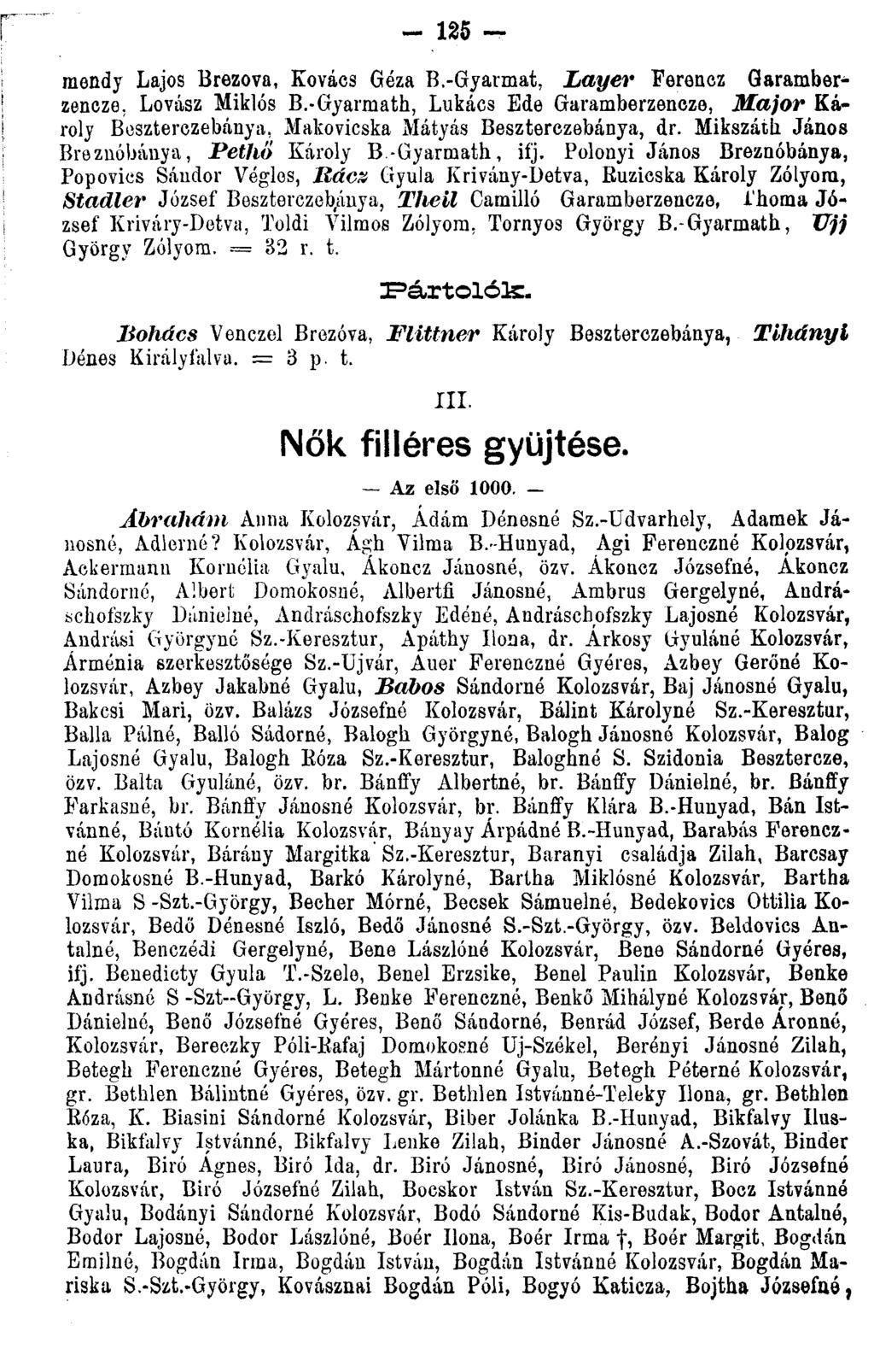 - 125 mendy Lajos Brezova, Kovács Géza B.-Gyarmat, Layer Ferencz Garamberzencze, Lovász Miklós B.