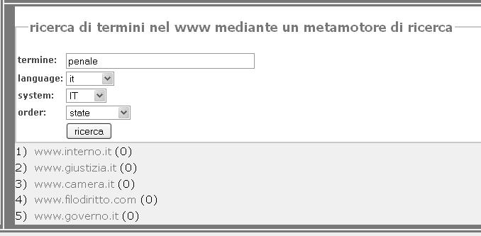 5.4. World wide web (www) keresőmotor 533 A bistro adatbázis segítségével a felhasználó könnyen és egyszerűen juthat el azokhoz a jogi természetű honlapokhoz, melyek az általa keresett kifejezést