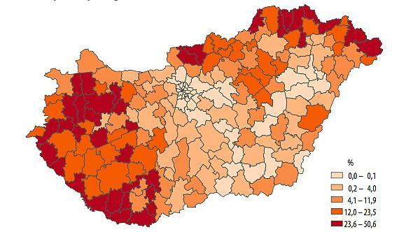 45,6 Háziorvosi és házi gyermekorvosi ellátást helyben igénybe venni nem tudók aránya 2015-ben (KSH) Alapellátás: házi gyermekorvosok, vegyes praxisú családorvosok Négy évnél fiatalabb gyermekek és