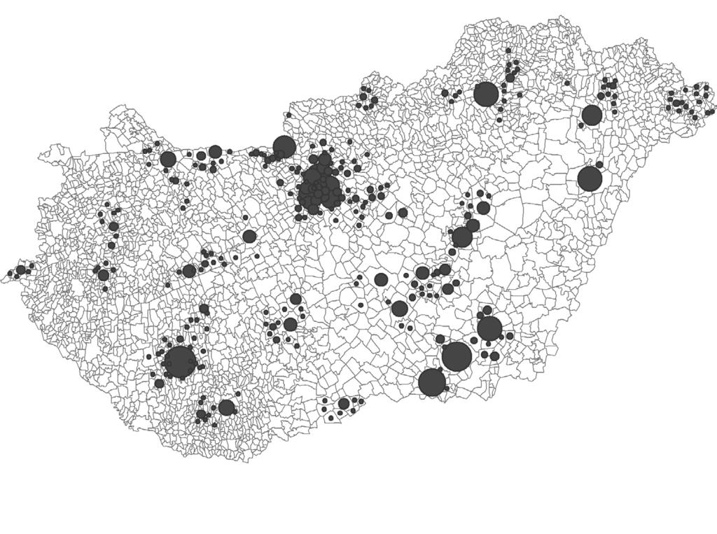 2. AZ ALAPSOKASÁG MEGHATÁROZÁSÁNAK, A MINTA KIALAKÍTÁSÁNAK GYAKORLATI LÉPÉSEI 2.2. ábra: A mintába került védőnői körzetek elhelyezkedése és száma Jelmagyarázat 1 2 3 4 