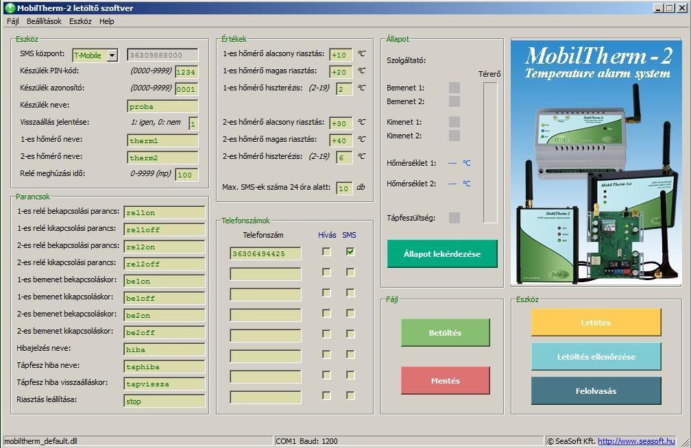 5. A MobilTherm-2c modul felprogramozása számítógépről: A MobilTherm-2c modul felprogramozható ingyenes szoftverünk segítségével számítógépről, annak USB portján keresztül.