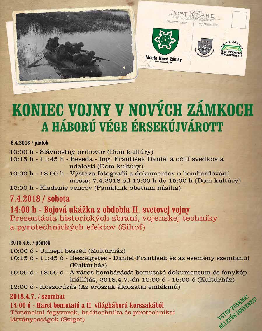 12 Inzercia CASTRUM NOVUM - 6. číslo - 26. marec 2018 Dvojtýždenník občanov mesta Nové Zámky. Vydáva Mesto Nové Zámky, Hlavné námestie 10, Nové Zámky, IČO 00 309 150 Šéfredaktor: Mgr.