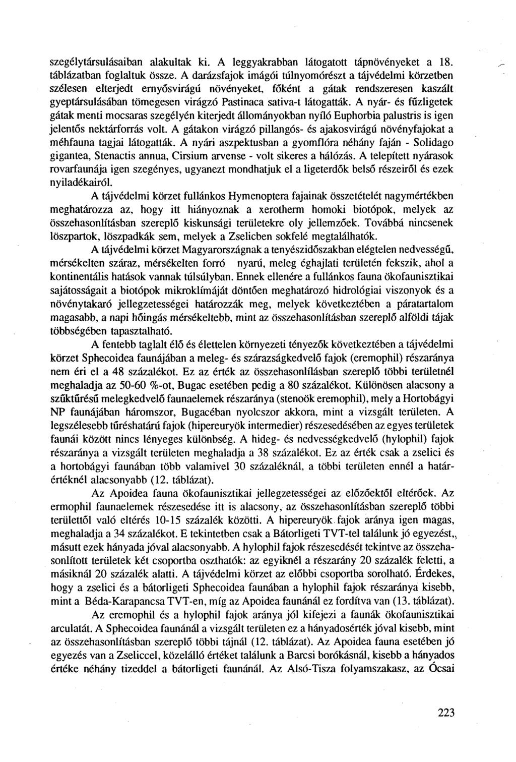 szegély társulásaiban alakultak ki. A leggyakrabban látogatott tápnövényeket a 8. táblázatban foglaltuk össze.