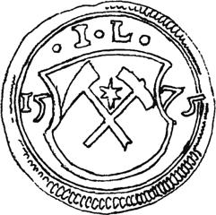 3.01. Nagybánya VIII/6.1.KATALÓGUS 3.01.01. E: a mező közepén, a két részre osztott évszám, az 15 73 között és az I L.