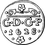 E: A recés peremmel övezett mező közepén, a két részre osztott évszám, az 16 65 között többszörösen ívelt pajzs áll. A barokk pajzsra a nagy M és S betűt helyezték.