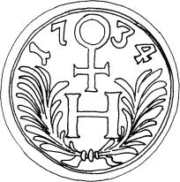 visszahajló íve érinti a bányászék hegyét. 1.06.04.05. E: mint az 1.06.04.01. azzal akülönbséggel, hogy az érmekép alján a rozetta helyett egy kis kereszt van. H: mint az 1.06.04.01. Megjegyzés: Az 1.