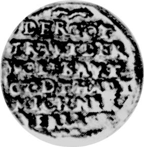 H: A finom gyöngykörrel (v0nalkörrel) ovezett mezőben jelmondat áll hat sorban: DER GOT / TRAVT DER / WOL BAVT / GODT HADT / MICH NIE / VERLASE.