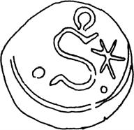 Az S közepe az I betűn nyugszik, a kettős ívének felső és alsó vége alatta van. A monogram két oldalán a megosztott évszám, az 16 47 található.