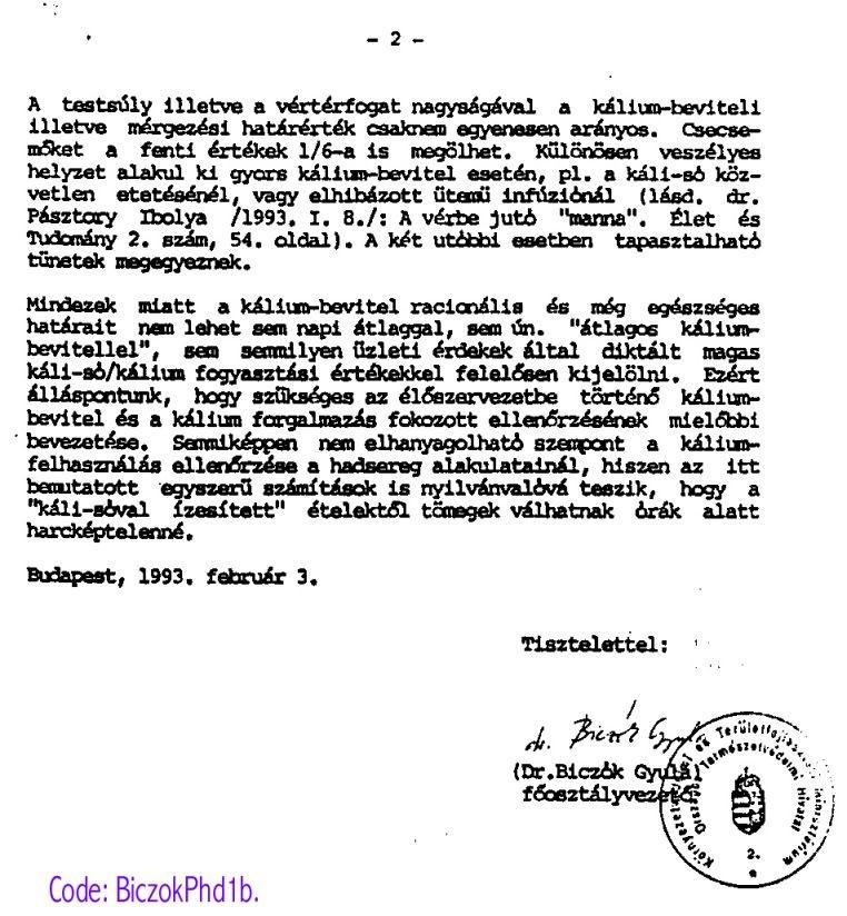 ELFOGULTSÁGI KIFOGÁS: Tűrhetetlen, hogy a kálium határérték hamisítást folytató, abban közreműködő személyek, pl. Dr.