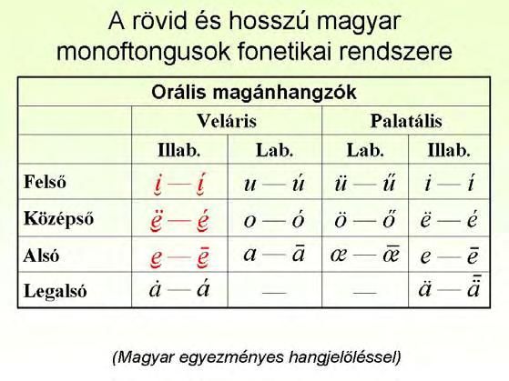 A magánhangzók fenti fonetikai rendszerét vázolva már említettük, hogy egy ilyen táblázat nem rendszer, hanem