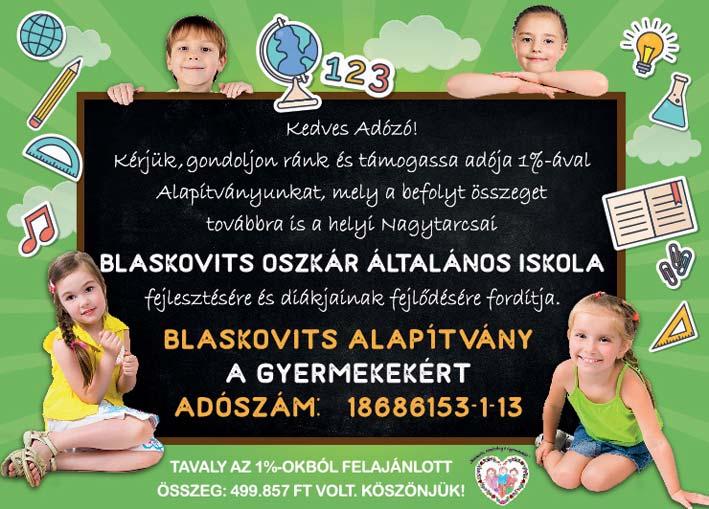 HIRDETÉS Nagytarcsa Közalapítvány Kérjük, idén is támogassa adója 1%-ával lakhelyét!