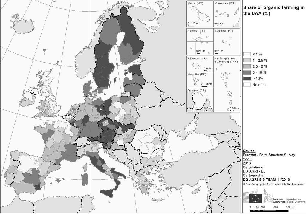 2. ábra: Az összes művelés alatt álló területből az ökológiai aránya régióként 2015-ben Jegyzetek 1. Buday-Sántha Attila (2011a): Agrár- és Vidékpolitika. Saldo kiadó. 2. Uo. 3.