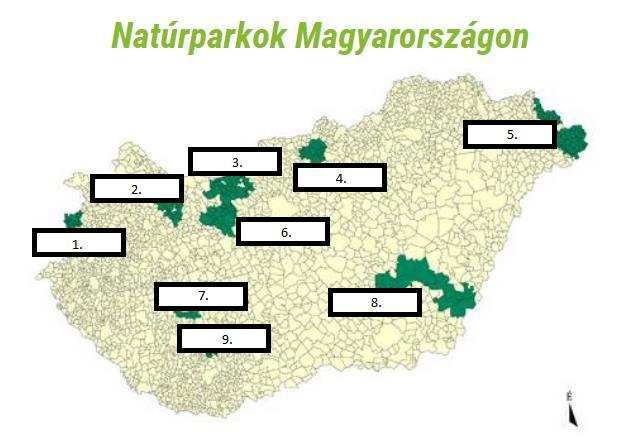 1. Magyarországon 10 natúrpark található. Böngésszétek az Internetet és azonosítsátok a számokhoz tartozó natúrparkokat! (10 pont) 1. Írott-kő Natúrpark 2. Pannontáj-Sokoró Natúrpark 3.