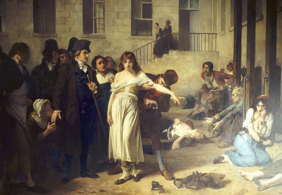 21. ábra: Tony Robert-Fleury: Pinel a Salpêtrière-ben (1876/78) A két fent említett festményen kívül Pinel emblematikus jelentőségét hirdeti a róla készült szobor, amely a Salpêtrière előtt látható.