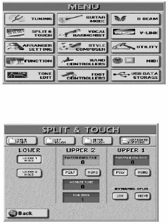 Roland E-80 Munkaállomás Portamento az UP1 és UP2-re a annyit jelent, hogy az UP2 hangmagassága csökken, miközben a a jelölés esetén az UP2 hangmagassága növekszik.