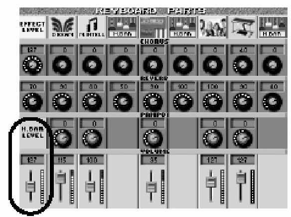 Roland E-80 Munkaállomás A stílus part-ok hangereje és státusza A harmonikus regiszterek hangereje Ahogy már említettük (lésd 33.