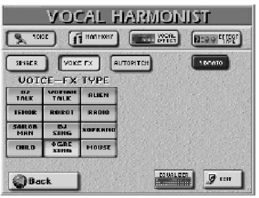 Chorus Send Beállíthatja, hogy az éppen kiválasztott HARMONY part, milyen mértékben legyen processzálva a VOCAL HARMONIST szekció Chorus processzora által.