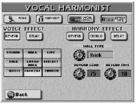 Reverb a HARMONY EFFECT-re A preset-ek kivételével ez a processzor pontosan gy ködik, mint a VOICE elnevezés processzor.