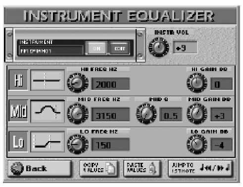 E-80 Munkaállomás Dal és stílus összeállítás eszközök Nyomja meg az EQUALIZER [EDIT] mez t az equalizer beállítások megváltoztatásához.