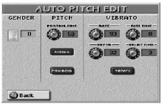 E-80 Munkaállomás A Vocal Harmonist part-ok editálása =VIBRATO RATE - A vibrato sebességének beállítása. =VIBRATO DEPTH - A vibrato intenzitás beállítása. A Vibrato effekt a hangmagasságot modulálja.