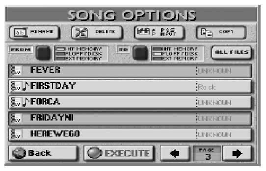 E-80 Munkaállomás Még kifinomultabb dal funkciók A SONG OPTIONS oldalon nyomja meg a [COPY] mezõt.