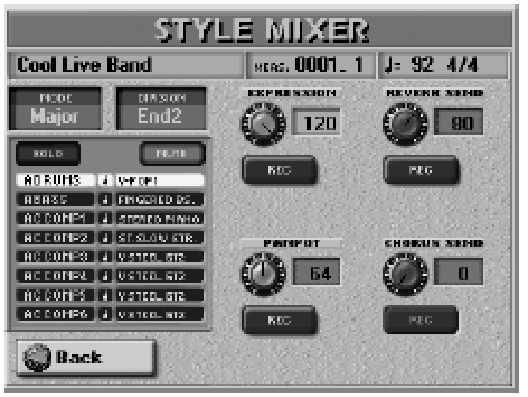 Roland E-80 Munkaállomás Stílusok editálása kapásból, további felvételeken keresztül Drum Instrument & Pitch (dobok és hangmagasság) Az alábbi képerny jelenik meg: Miután kiválasztott egy AccDrums