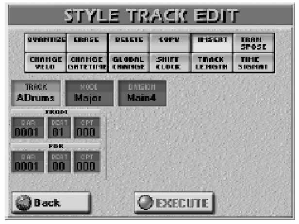 E-80 Munkaállomás Stílusok programozása (Style Composer) INSERT TRANSPOSE Az INSERT mûvelet lehetõvé teszi, hogy beillesszen egy üres tartományt és így a FROM pozíció után elhelyezkedõ adatokat a sáv