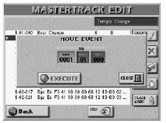 E-80 Munkaállomás Stílusok programozása (Style Composer) ERASE EVENT Használja a [DATA/ENTRY] tárcsát vagy a ][ ] gombokat, hogy kiválassza a törölni kívánt eseményt.
