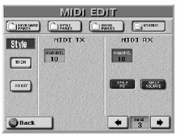 Roland E-80 Munkaállomás A MIDI paraméterek editálása =MIDI A dal vagy stílus lejátszás elindítható és megállítható egy külsõ órajel forrásról beérkezõ valós idejû MIDI üzenetekkel (Start, Stop,