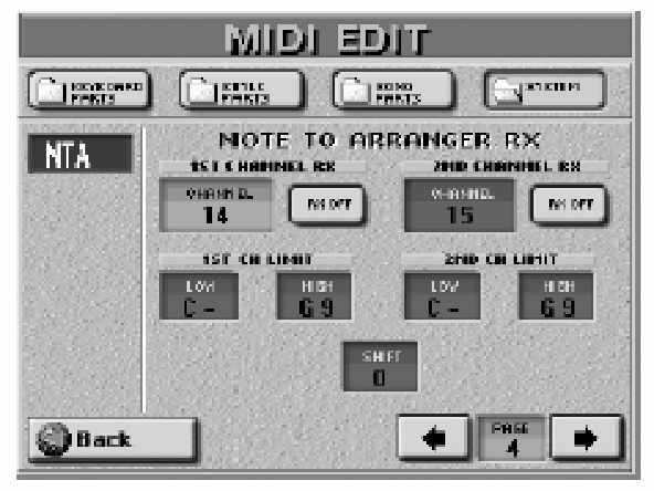 E-80 Munkaállomás MIDI NTA: Note-to-Arranger Az NTA hangokat csak fogadja az egység (egy küls MIDI hangszerr l).