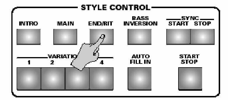 A fõ oldalon megjelenõ MEASURE mezõ most beszámol ( 4, 3, etc.) jelezve a bevezetés hosszúságát. Hogyha szeretné, próbálja ki a másik három Intro pattern-t az [INTRO] és [1]~[4] gombok megnyomásával.