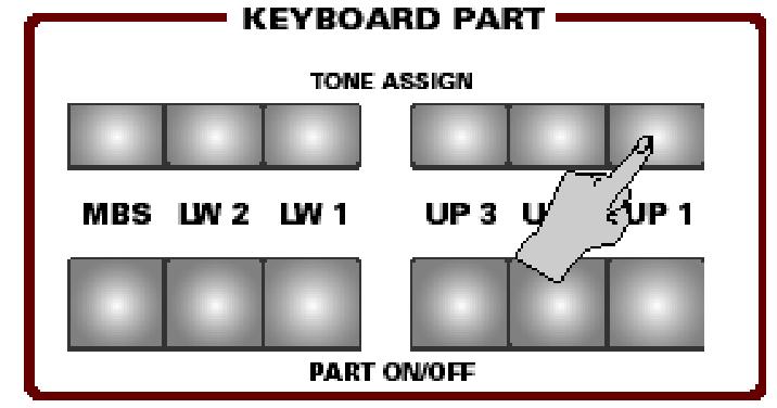 Nyomja meg a kívánt part TONE ASSIGN gombját, hogy világítson.