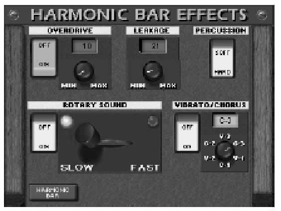 Ezért a szabályzók fizikai pozíciója nem minden esetben felel meg annak, amit a HARMONIC BARS UPPER 1 oldalon lát és ez alapján hall.